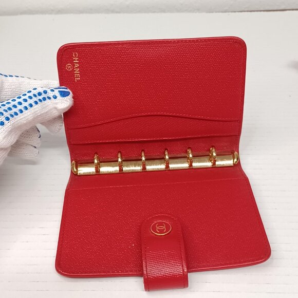 Chanel Caviar leather Ring Agenda Red Wallet Card lux-185-092025 - Picture 7 of 16